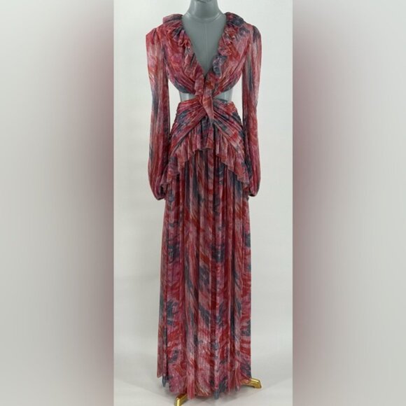 🆕 PATBO 🧿 NWOT Twist Metallic Ruched Gown, Pink - Sz BR 36 US 4 - Picture 2 of 14